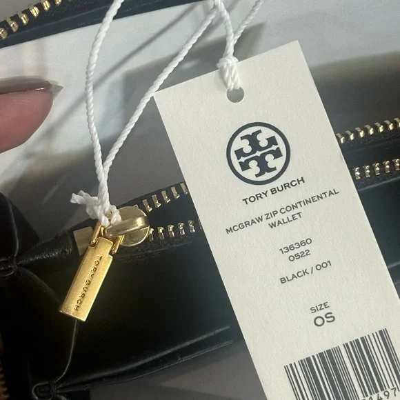 New Tory burch MCGRAW ZIP CONTINENTAL WALLET black - Picture 6 of 6